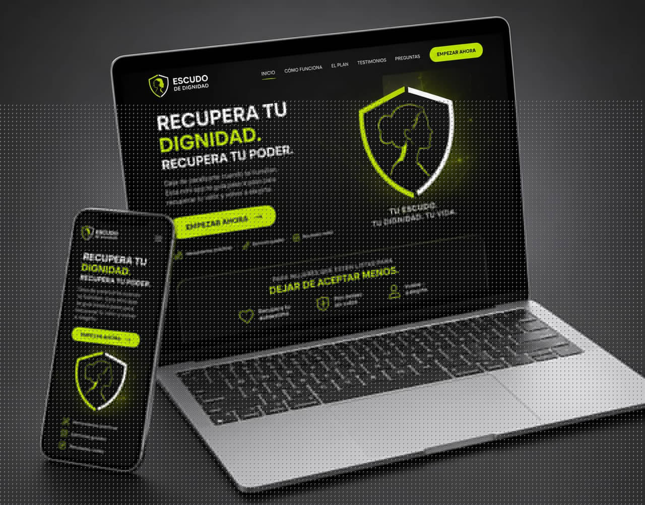 Mini-App Escudo de Dignidad mostrando el ejercicio guiado del Día 1